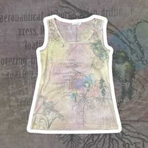 Y2K‎ Apt. 9 Abstract Graphic Tank Top Pastel Fairy Hummingbird Large Dreamy Boho